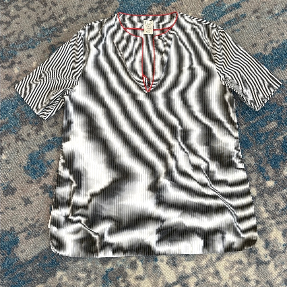 KULE Striped Short Sleeve Blouse